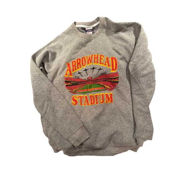Charlie Hustle KC Chiefs Arrowhead Stadium Fleece Crewneck Large Jet Flyover - Picture 1 of 4